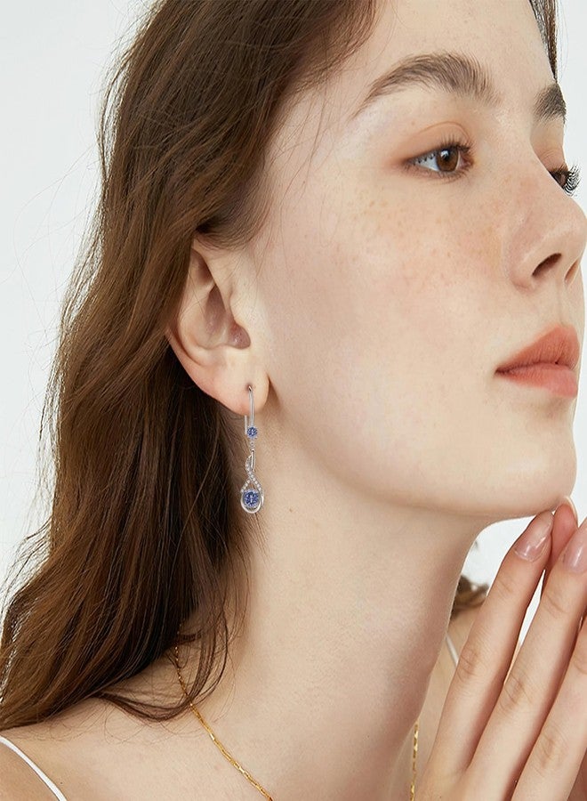 HEEYA Birthstone Dangle Drop Earrings for Women,Dangle Earrings with Cubic Zirconia,Blue Gemstone Silver Earring,Birthstone Jewelry,December Birthday Valentine Christmas Gifts for Wife Daughter Sister - Image 5